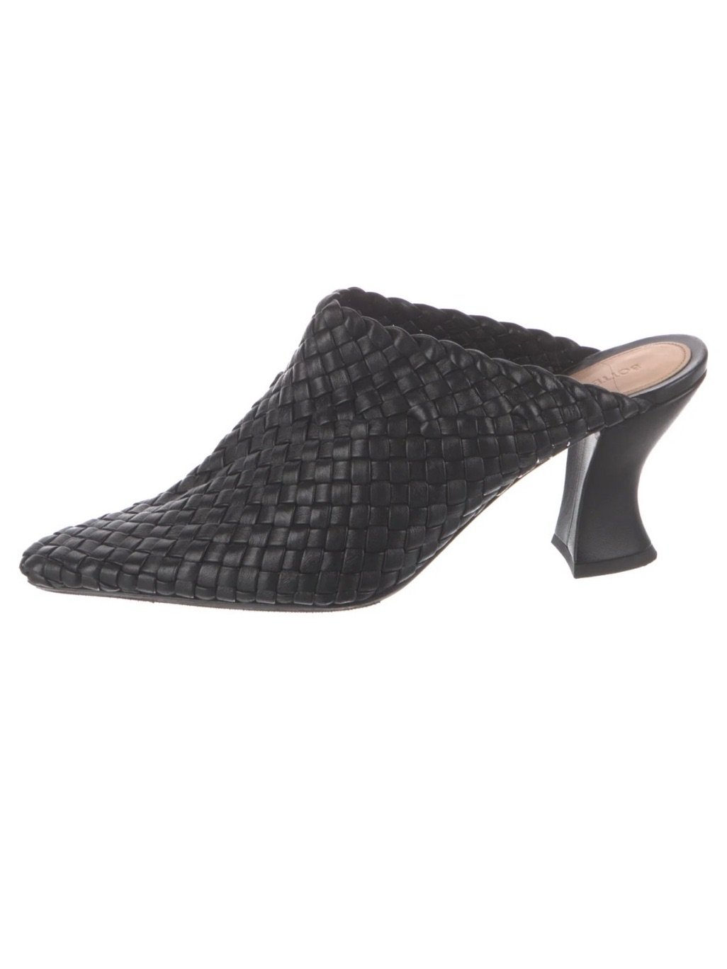 Bottega Veneta Black Woven Leather Pointed Mule